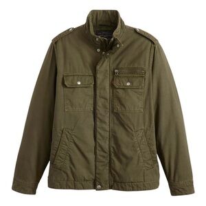 Levis Men’s Olive Green Washed Cotton Military Barn Coat Jacket Size XL